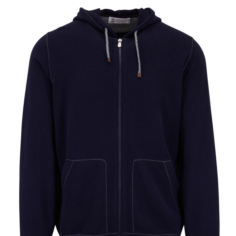 Brunello Cucinelli 100% Cashmere Hoodie (Navy)